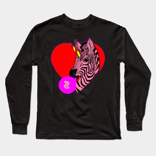 Zebra Bubble Gum Long Sleeve T-Shirt by ZenCloak